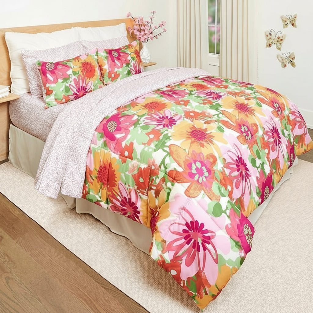 Summer Floral Reversible Comforter Set