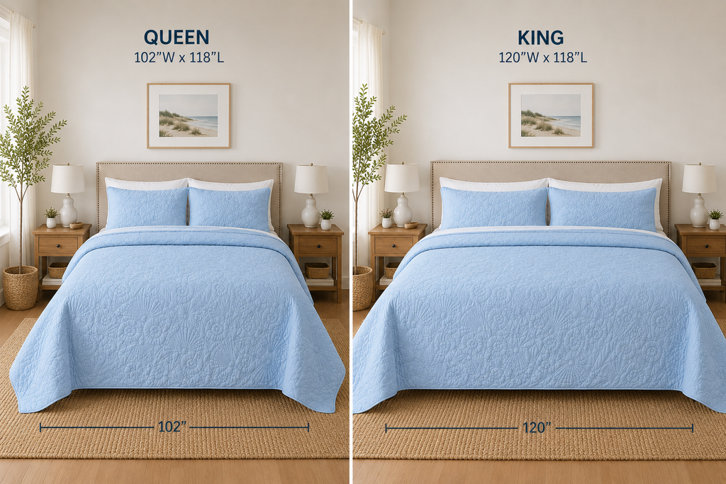 Coastal Shell Quilted Bedspread Set