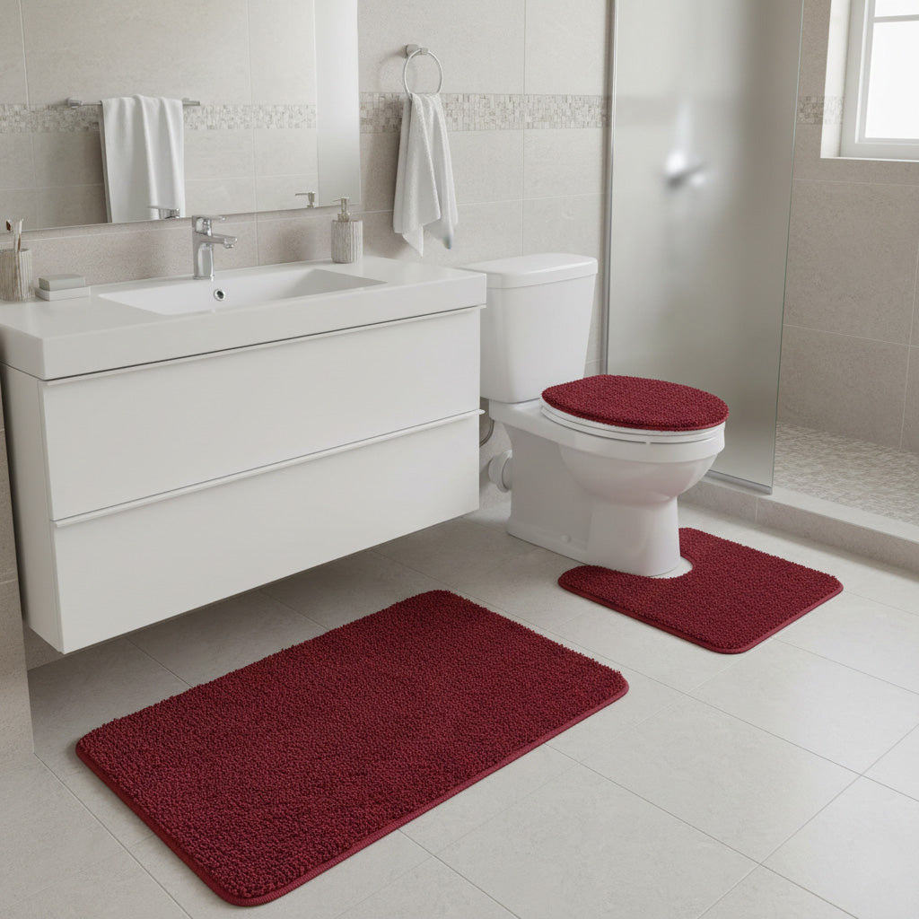 3-Piece Bath Rug Set with Non-Slip Backing
