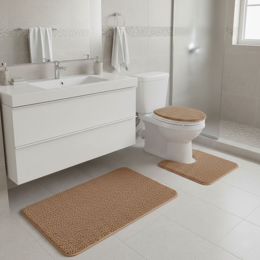 3-Piece Bath Rug Set with Non-Slip Backing