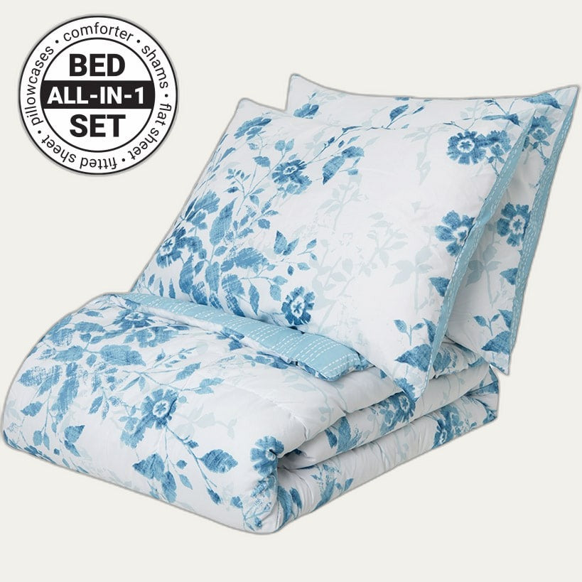 Spring Floral Reversible Comforter Set, Queen or King