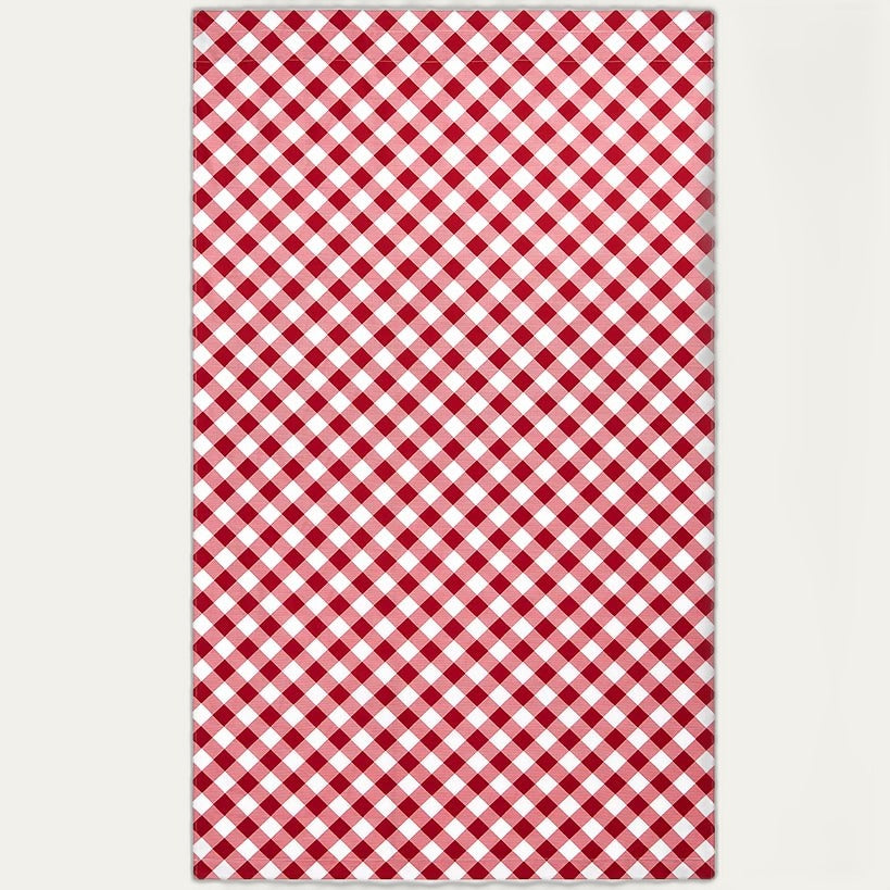 Red and White Plaid Window Panel