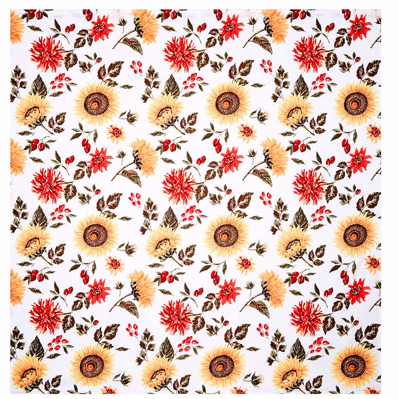 Sunflower Jacobean Shower Curtain Set with Bath Rug, Hand Towels, or Hooks