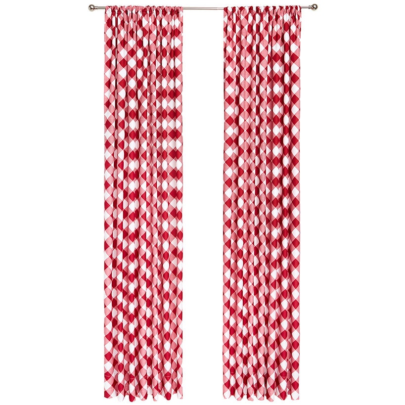 Red and White Plaid Window Panel