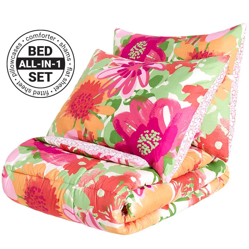 Summer Floral Reversible Comforter Set