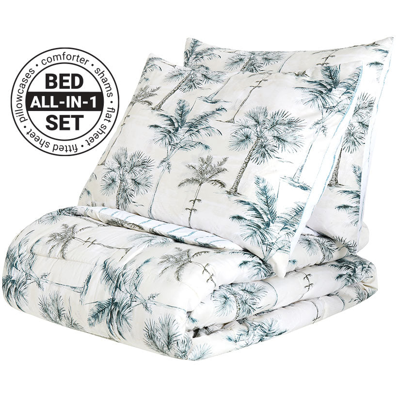 Vintage Palm Complete Comforter Set, Queen or King